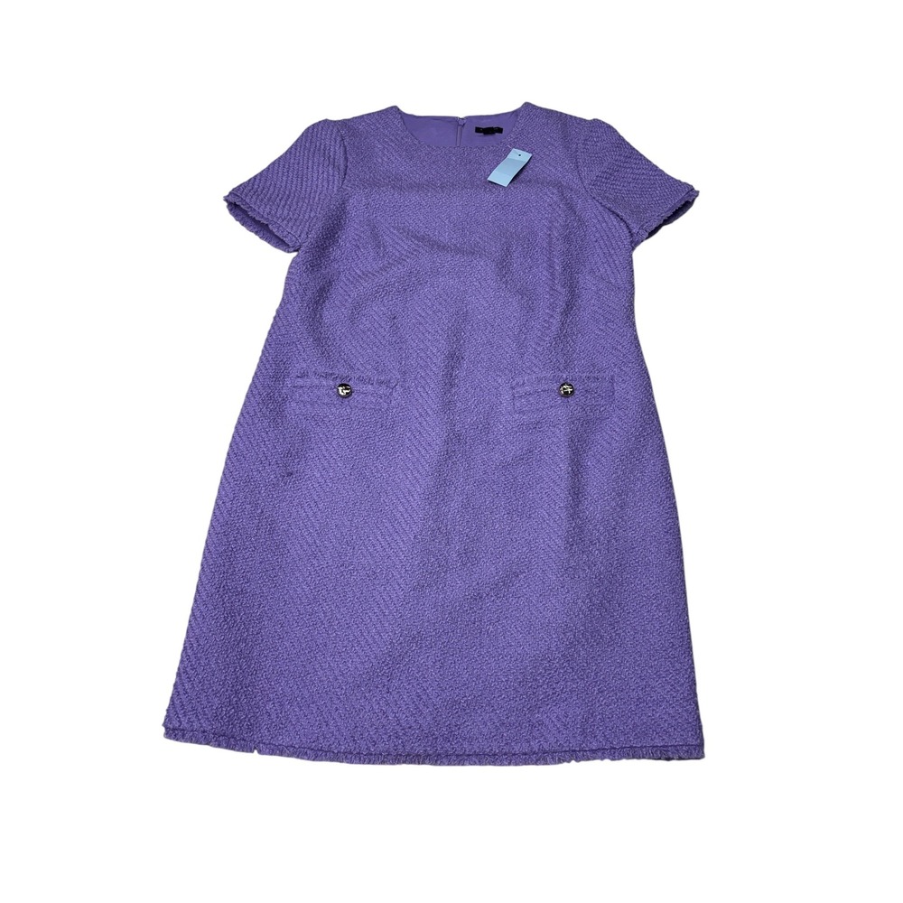 NWT Ann Taylor Petite Purple Tweed Wool Blend Shift Dress Womens 6P FA23 833904